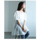 可憐なシルエットを描くシアーニットボリューム袖ティアードチュニック レディース | Sawa a la mode | 詳細画像20