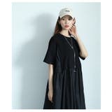 一枚で大人のラフな甘さが宿る切り替えギャザー異素材ワンピース レディース | Sawa a la mode | 詳細画像15