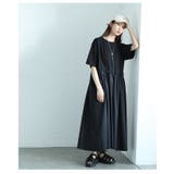 一枚で大人のラフな甘さが宿る切り替えギャザー異素材ワンピース レディース | Sawa a la mode | 詳細画像19