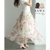 可憐な花が軽やかに揺れる花柄ティアードフリルフレアスカート レディース | Sawa a la mode | 詳細画像1