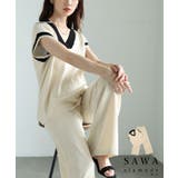 ラフなのに高見えするバイカラー配色デザインのサマーニットセットアップ レディース | Sawa a la mode | 詳細画像1