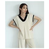 ラフなのに高見えするバイカラー配色デザインのサマーニットセットアップ レディース | Sawa a la mode | 詳細画像6