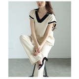 ラフなのに高見えするバイカラー配色デザインのサマーニットセットアップ レディース | Sawa a la mode | 詳細画像10