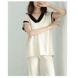 ラフなのに高見えするバイカラー配色デザインのサマーニットセットアップ レディース | Sawa a la mode | 詳細画像13