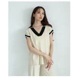 ラフなのに高見えするバイカラー配色デザインのサマーニットセットアップ レディース | Sawa a la mode | 詳細画像17
