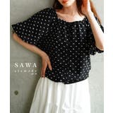 スイートなデザインに心ときめくドット柄バルーンスリーブブラウス レディース | Sawa a la mode | 詳細画像1