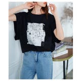 ヴィンテージなモード感で雰囲気増すプリントコットンTシャツ レディース | Sawa a la mode | 詳細画像5