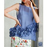 流れるアシンメトリーフリルが目を惹く爽やかシアーブラウス レディース ファッション | Sawa a la mode | 詳細画像1