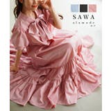 可愛さ零れるパフスリーブリボンティアードロングワンピース レディース ファッション | Sawa a la mode | 詳細画像1