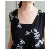 繊細なリーフ刺繍がナチュラルなメッシュVネックフレアトップス レディース | Sawa a la mode | 詳細画像15