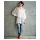 大輪の白花刺繍が美しいリボン付きシアーブラウストップス レディース ファッション | Sawa a la mode | 詳細画像4