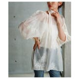 大輪の白花刺繍が美しいリボン付きシアーブラウストップス レディース ファッション | Sawa a la mode | 詳細画像5