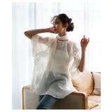 大輪の白花刺繍が美しいリボン付きシアーブラウストップス レディース ファッション | Sawa a la mode | 詳細画像7