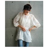 大輪の白花刺繍が美しいリボン付きシアーブラウストップス レディース ファッション | Sawa a la mode | 詳細画像11