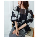 大輪の白花刺繍が美しいリボン付きシアーブラウストップス レディース ファッション | Sawa a la mode | 詳細画像15