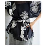 大輪の白花刺繍が美しいリボン付きシアーブラウストップス レディース ファッション | Sawa a la mode | 詳細画像19
