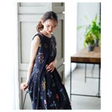 大人の可愛さ引き立つウエストカーブ切り替えのフラワーロングワンピース レディース | Sawa a la mode | 詳細画像5