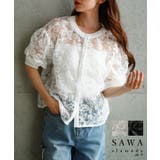 涼し気な可憐さ纏う花柄レースボリューム袖シアーブラウス レディース ファッション | Sawa a la mode | 詳細画像1