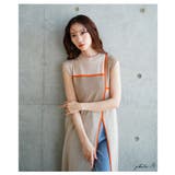 大胆なブロッキングデザインが目を惹く麻タッチ配色スリットニットワンピース | Sawa a la mode | 詳細画像3