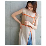 大胆なブロッキングデザインが目を惹く麻タッチ配色スリットニットワンピース | Sawa a la mode | 詳細画像5