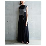 大胆なブロッキングデザインが目を惹く麻タッチ配色スリットニットワンピース | Sawa a la mode | 詳細画像12