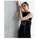 大胆なブロッキングデザインが目を惹く麻タッチ配色スリットニットワンピース | Sawa a la mode | 詳細画像13