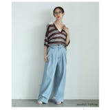 軽やかな透け感が爽やかなボーダーポロキーネックニットプルオーバー レディース | Sawa a la mode | 詳細画像13