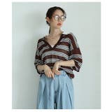 軽やかな透け感が爽やかなボーダーポロキーネックニットプルオーバー レディース | Sawa a la mode | 詳細画像14