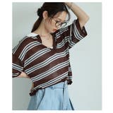 軽やかな透け感が爽やかなボーダーポロキーネックニットプルオーバー レディース | Sawa a la mode | 詳細画像15