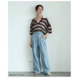 軽やかな透け感が爽やかなボーダーポロキーネックニットプルオーバー レディース | Sawa a la mode | 詳細画像20