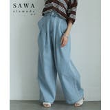 絶妙シルエットで差をつけるダブルタックデニムバギーパンツ レディース ファッション | Sawa a la mode | 詳細画像1