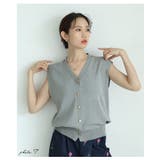 ハンサムライクなゴールド調ボタンVネックサマーニットベスト レディース | Sawa a la mode | 詳細画像3