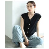 ハンサムライクなゴールド調ボタンVネックサマーニットベスト レディース | Sawa a la mode | 詳細画像8
