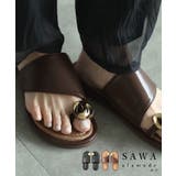 足元にモードなアクセントを与えるメタルトングフラットサンダル レディース | Sawa a la mode | 詳細画像1
