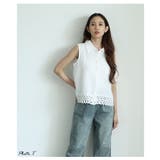 きちんと見えフェミニンを纏う裾レースノースリーブシャツ レディース ファッション | Sawa a la mode | 詳細画像3