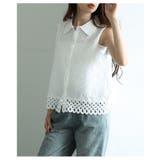 きちんと見えフェミニンを纏う裾レースノースリーブシャツ レディース ファッション | Sawa a la mode | 詳細画像4
