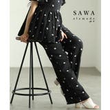 涼し気な風合いと甘さを添えた花柄ドット刺繍楊柳ロングパンツ レディース | Sawa a la mode | 詳細画像1 