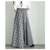 チェック柄ウエストフラップ風フレアワイドロングパンツ レディース ファッション | Sawa a la mode | 詳細画像6 