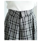 チェック柄ウエストフラップ風フレアワイドロングパンツ レディース ファッション | Sawa a la mode | 詳細画像7 