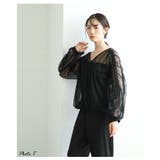 ギャザー切替ボリューム袖Vネックジップアップメッシュジャケット レディース | Sawa a la mode | 詳細画像3