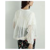 ギャザー切替ボリューム袖Vネックジップアップメッシュジャケット レディース | Sawa a la mode | 詳細画像12