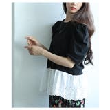 大人ガーリーを愉しむパワーショルダー裾レースTシャツ レディース ファッション | Sawa a la mode | 詳細画像5