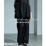 華やぐ上品さ重なる立体花刺繍オーガンジーセミワイドパンツ レディース ファッション | Sawa a la mode | 詳細画像1 
