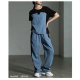 ありきたりを打ち破るデニムドッキングサイドラインセットアップ レディース | Sawa a la mode | 詳細画像13 