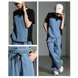 ありきたりを打ち破るデニムドッキングサイドラインセットアップ レディース | Sawa a la mode | 詳細画像17 