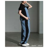 ありきたりを打ち破るデニムドッキングサイドラインセットアップ レディース | Sawa a la mode | 詳細画像18 