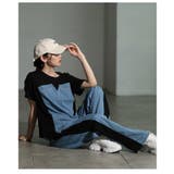 ありきたりを打ち破るデニムドッキングサイドラインセットアップ レディース | Sawa a la mode | 詳細画像20 