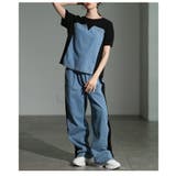 ありきたりを打ち破るデニムドッキングサイドラインセットアップ レディース | Sawa a la mode | 詳細画像22 