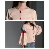 ポップで可愛いボリュームスリーブトリコロールカーディガン レディース ファッショ… | Sawa a la mode | 詳細画像5 