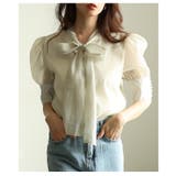 ふわり透き通るシアーパフスリーブボウタイブラウス レディース ファッション | Sawa a la mode | 詳細画像14 